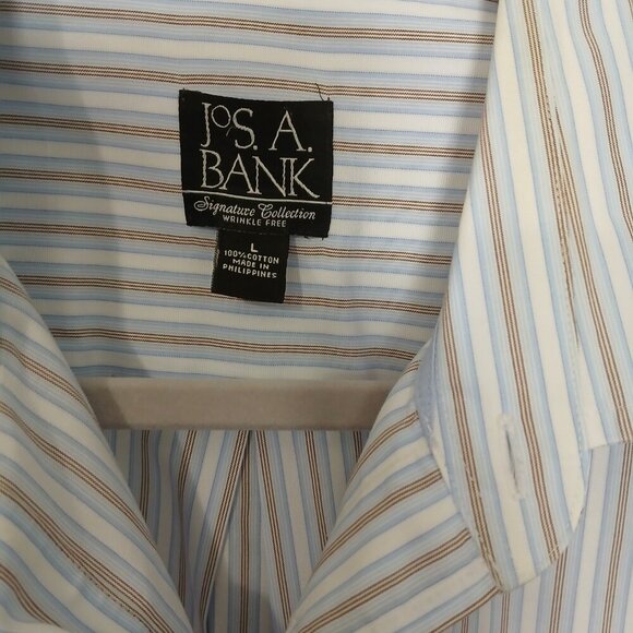 JoS A BANKS LONG SLEEVE BUTTON DOWN TAN AND BLUE MENS XL - Picture 2 of 3